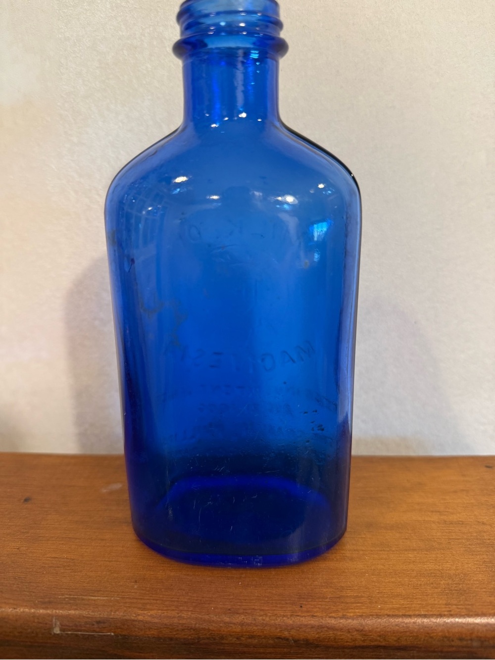 Vintage Genuine Phillips Milk of Magnesia Cobalt Blue Glass Bottle Made in USA